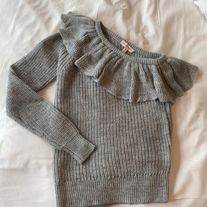 Rebecca Taylor Ruffle One Shouldered Wool Sweater